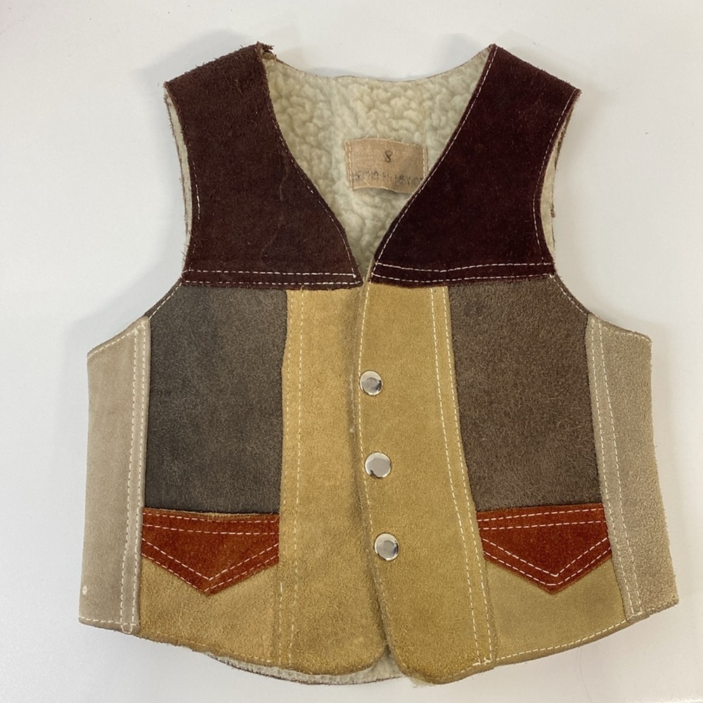 Vintage Suede Patchwork Vest Shearling Boys/Girls 8